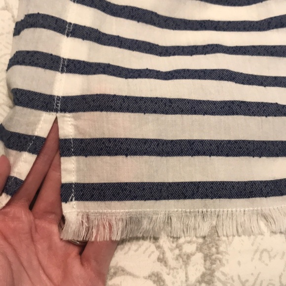 Madewell moment striped sleeveless shirt fringe - Picture 7 of 8